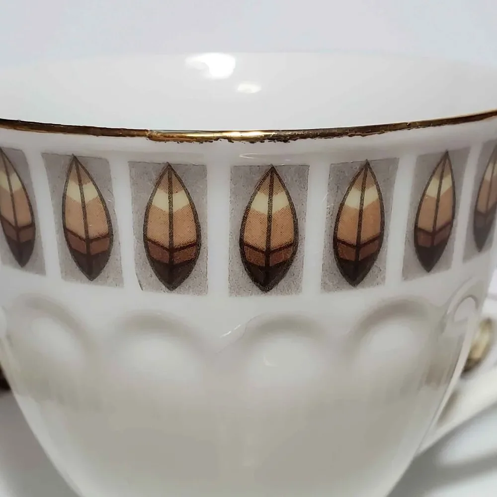 Teacup and Saucer Feathers Vintage